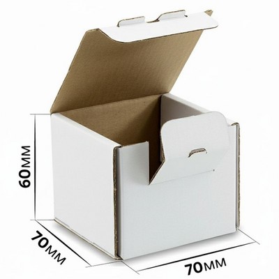 Самосборная картонная коробка 70x70x60 мм, короб из БЕЛОГО микрогофрокартона Т11 - фото 58048
