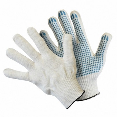 Перчатки вязаные ХБ с ПВХ точкой, белые (52 г, 10 класс) - фото 58050