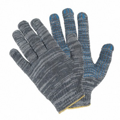 Перчатки вязаные ХБ с ПВХ точкой, серые (60 г, 7,5 класс) - фото 58051