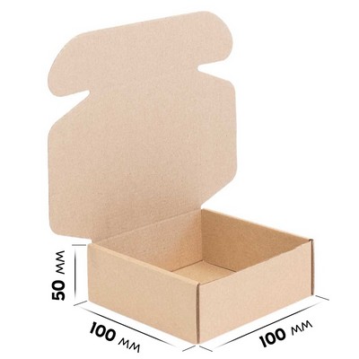 Самосборная картонная коробка 100x100x50 мм, короб из микрогофрокартона Т11 - фото 58070