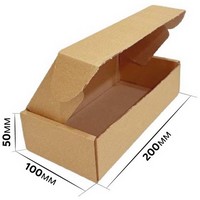 Самосборная картонная коробка 200x100x50 мм, короб из микрогофрокартона Т11