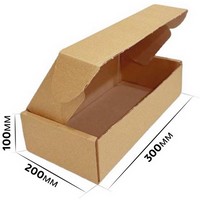 Самосборная картонная коробка 300x200x100 мм , короб из микрогофрокартона Т12