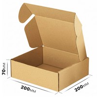 Самосборная картонная коробка 200x200x70 мм, короб из микрогофрокартона Т22