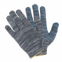 Перчатки вязаные ХБ с ПВХ точкой, серые (60 г, 7,5 класс)