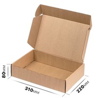 Самосборная картонная коробка 310x220x80 мм, короб из микрогофрокартона Т12